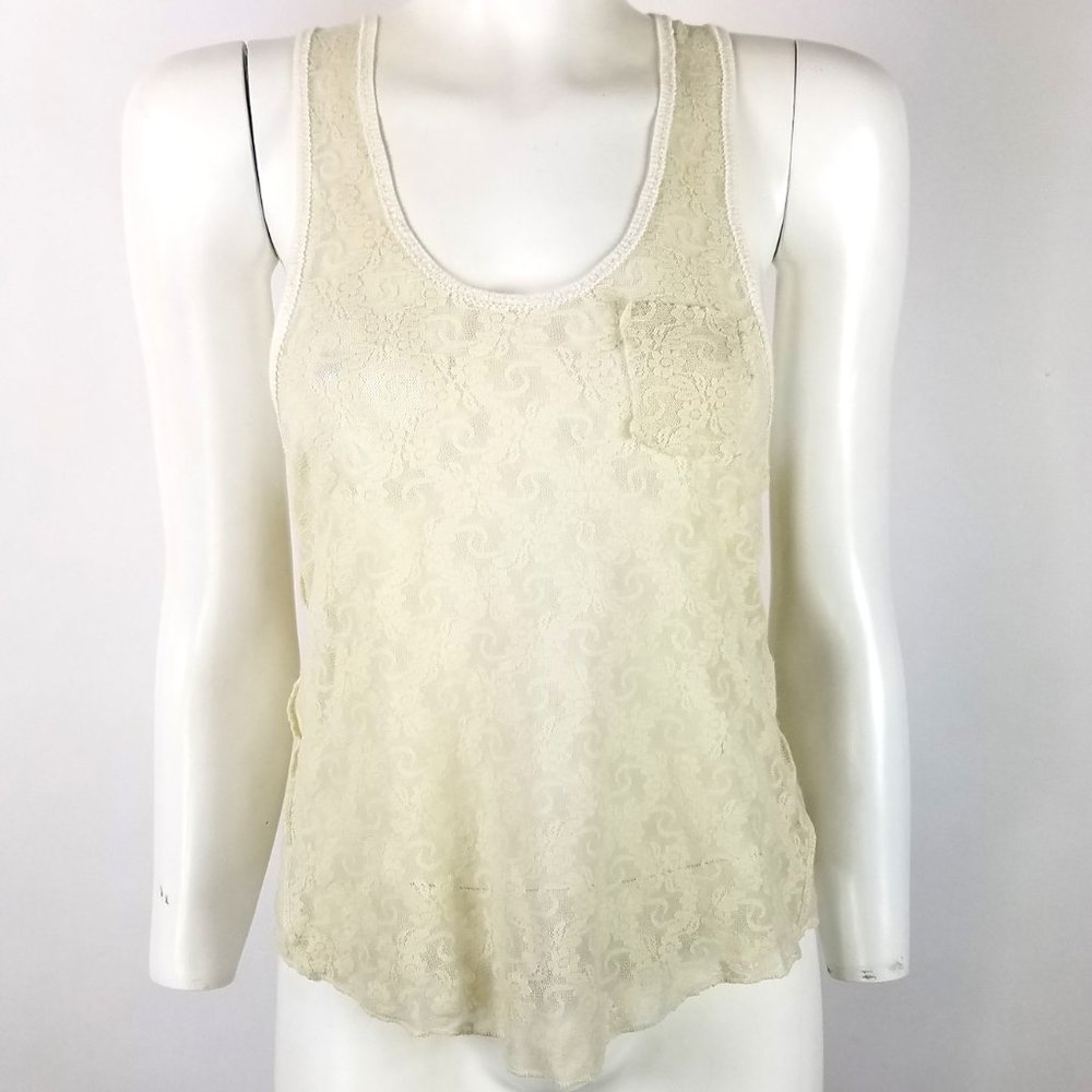 Free People We The Free Cream Lace Tank Top